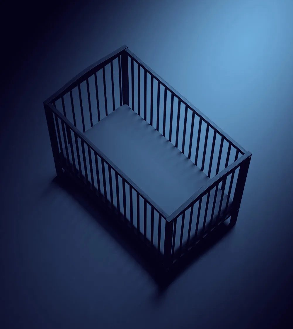 Illustration of an empty crib